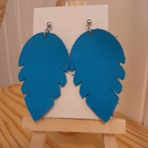 Blue Leaf-Shaped Earrings